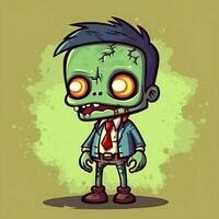 A creepy zombie in cartoon style. A scary zombie resurrection and crawling for halloween celebration. Halloween concept by AI generated photo