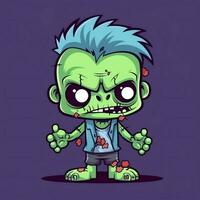 A creepy zombie in cartoon style. A scary zombie resurrection and crawling for halloween celebration. Halloween concept by AI generated photo