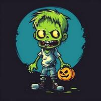 A creepy zombie in cartoon style. A scary zombie resurrection and crawling for halloween celebration. Halloween concept by AI generated photo