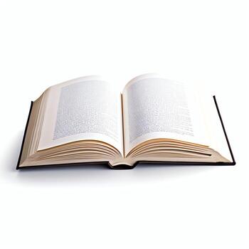 Overhead view of open book with empty blank white pages. Notebook composition for catalog, magazines concept by AI Generated photo