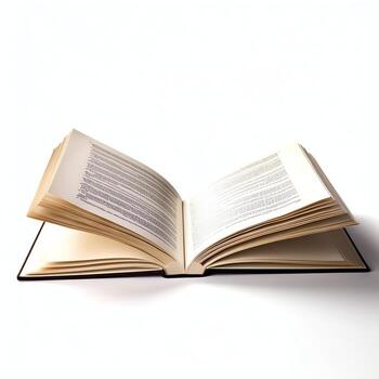 Overhead view of open book with empty blank white pages. Notebook composition for catalog, magazines concept by AI Generated photo