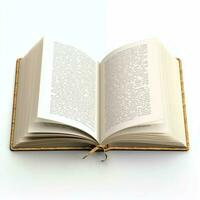 Overhead view of open book with empty blank white pages. Notebook composition for catalog, magazines concept by AI Generated photo