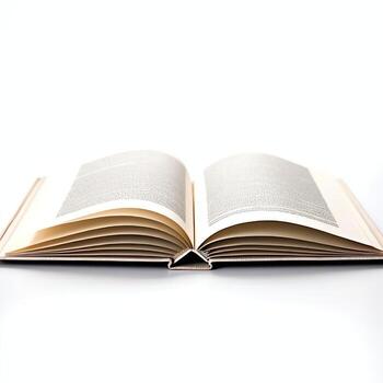 Overhead view of open book with empty blank white pages. Notebook composition for catalog, magazines concept by AI Generated photo