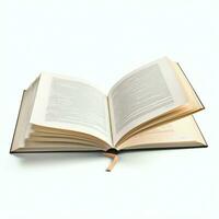 Overhead view of open book with empty blank white pages. Notebook composition for catalog, magazines concept by AI Generated photo