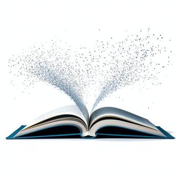 Overhead view of open book with empty blank white pages. Notebook composition for catalog, magazines concept by AI Generated photo