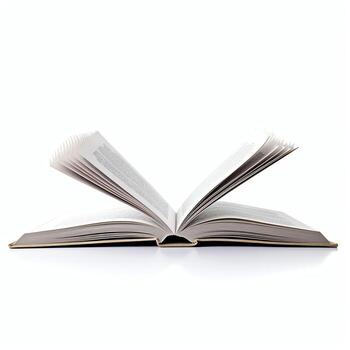 Overhead view of open book with empty blank white pages. Notebook composition for catalog, magazines concept by AI Generated photo