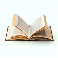 Overhead view of open book with empty blank white pages. Notebook composition for catalog, magazines concept by AI Generated photo