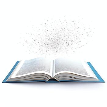 Overhead view of open book with empty blank white pages. Notebook composition for catalog, magazines concept by AI Generated photo