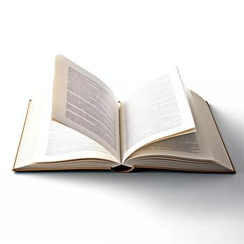 Overhead view of open book with empty blank white pages. Notebook composition for catalog, magazines concept by AI Generated photo