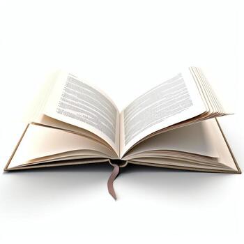 Overhead view of open book with empty blank white pages. Notebook composition for catalog, magazines concept by AI Generated photo