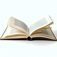 Overhead view of open book with empty blank white pages. Notebook composition for catalog, magazines concept by AI Generated photo