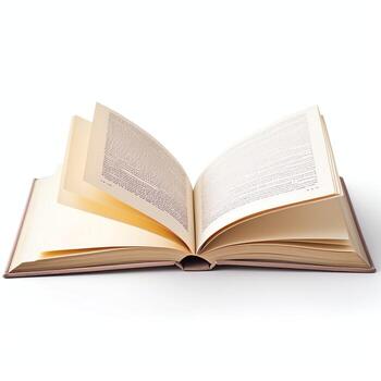 Overhead view of open book with empty blank white pages. Notebook composition for catalog, magazines concept by AI Generated photo