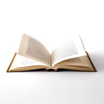 Overhead view of open book with empty blank white pages. Notebook composition for catalog, magazines concept by AI Generated photo