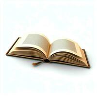 Overhead view of open book with empty blank white pages. Notebook composition for catalog, magazines concept by AI Generated photo