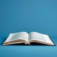 Overhead view of open book with empty blank white pages. Notebook composition for catalog, magazines concept by AI Generated photo