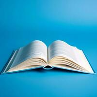Overhead view of open book with empty blank white pages. Notebook composition for catalog, magazines concept by AI Generated photo