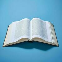 Overhead view of open book with empty blank white pages. Notebook composition for catalog, magazines concept by AI Generated photo