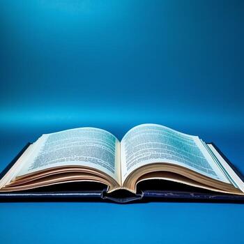 Overhead view of open book with empty blank white pages. Notebook composition for catalog, magazines concept by AI Generated photo