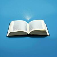Overhead view of open book with empty blank white pages. Notebook composition for catalog, magazines concept by AI Generated photo