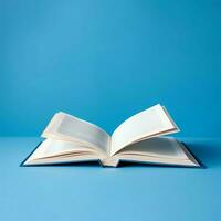 Overhead view of open book with empty blank white pages. Notebook composition for catalog, magazines concept by AI Generated photo