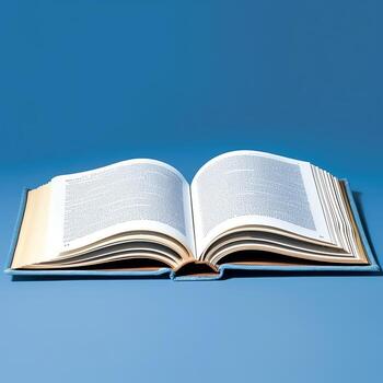 Overhead view of open book with empty blank white pages. Notebook composition for catalog, magazines concept by AI Generated photo