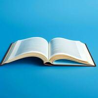 Overhead view of open book with empty blank white pages. Notebook composition for catalog, magazines concept by AI Generated photo