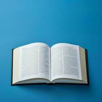Overhead view of open book with empty blank white pages. Notebook composition for catalog, magazines concept by AI Generated photo