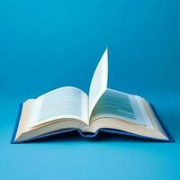 Overhead view of open book with empty blank white pages. Notebook composition for catalog, magazines concept by AI Generated photo