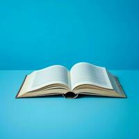 Overhead view of open book with empty blank white pages. Notebook composition for catalog, magazines concept by AI Generated photo