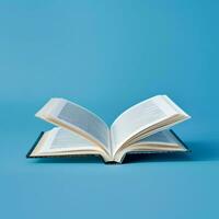 Overhead view of open book with empty blank white pages. Notebook composition for catalog, magazines concept by AI Generated photo