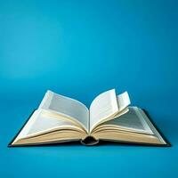 Overhead view of open book with empty blank white pages. Notebook composition for catalog, magazines concept by AI Generated photo