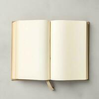 gastos generales ver de abierto libro con vacío blanco blanco paginas cuaderno composición para catalogar, revistas concepto por ai generado foto