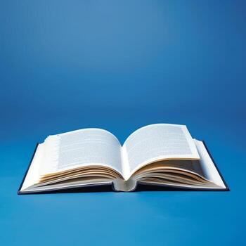 Overhead view of open book with empty blank white pages. Notebook composition for catalog, magazines concept by AI Generated photo