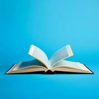 Overhead view of open book with empty blank white pages. Notebook composition for catalog, magazines concept by AI Generated photo