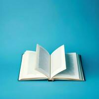 Overhead view of open book with empty blank white pages. Notebook composition for catalog, magazines concept by AI Generated photo