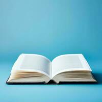 Overhead view of open book with empty blank white pages. Notebook composition for catalog, magazines concept by AI Generated photo