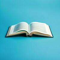Overhead view of open book with empty blank white pages. Notebook composition for catalog, magazines concept by AI Generated photo