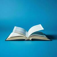 Overhead view of open book with empty blank white pages. Notebook composition for catalog, magazines concept by AI Generated photo