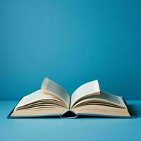 Overhead view of open book with empty blank white pages. Notebook composition for catalog, magazines concept by AI Generated photo