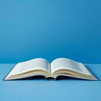 Overhead view of open book with empty blank white pages. Notebook composition for catalog, magazines concept by AI Generated photo
