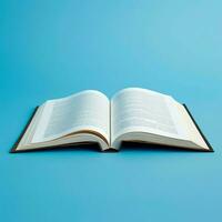 Overhead view of open book with empty blank white pages. Notebook composition for catalog, magazines concept by AI Generated photo