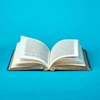 Overhead view of open book with empty blank white pages. Notebook composition for catalog, magazines concept by AI Generated photo