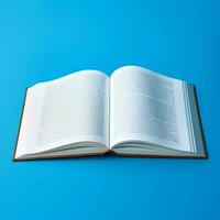 Overhead view of open book with empty blank white pages. Notebook composition for catalog, magazines concept by AI Generated photo