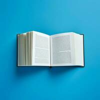 Overhead view of open book with empty blank white pages. Notebook composition for catalog, magazines concept by AI Generated photo