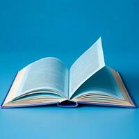 Overhead view of open book with empty blank white pages. Notebook composition for catalog, magazines concept by AI Generated photo