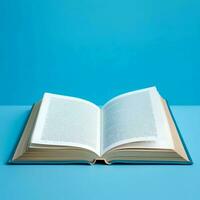 Overhead view of open book with empty blank white pages. Notebook composition for catalog, magazines concept by AI Generated photo
