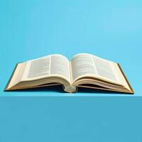 Overhead view of open book with empty blank white pages. Notebook composition for catalog, magazines concept by AI Generated photo