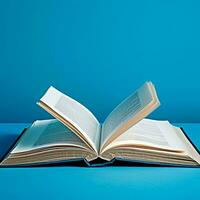 Overhead view of open book with empty blank white pages. Notebook composition for catalog, magazines concept by AI Generated photo