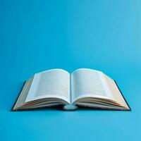 Overhead view of open book with empty blank white pages. Notebook composition for catalog, magazines concept by AI Generated photo