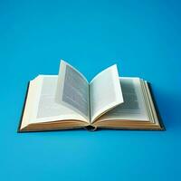 Overhead view of open book with empty blank white pages. Notebook composition for catalog, magazines concept by AI Generated photo